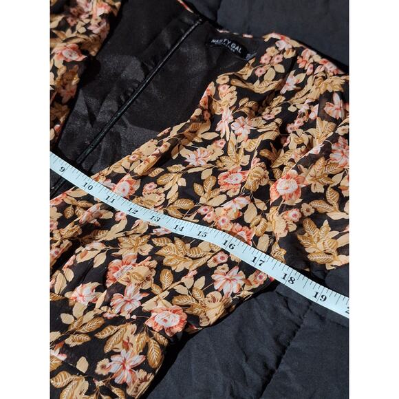 Nasty Gal Mini Dress Womens 6 Sheer Lined Floral Chiffon Metallic Club Going Out - Picture 8 of 12